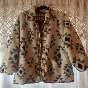 Plaid Jacket with Geometric Lining